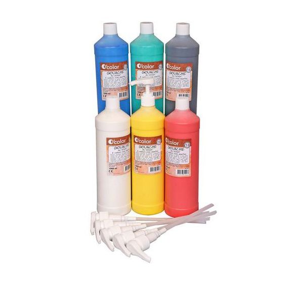 Set de 6 flacons 1L de gouache aux doigts