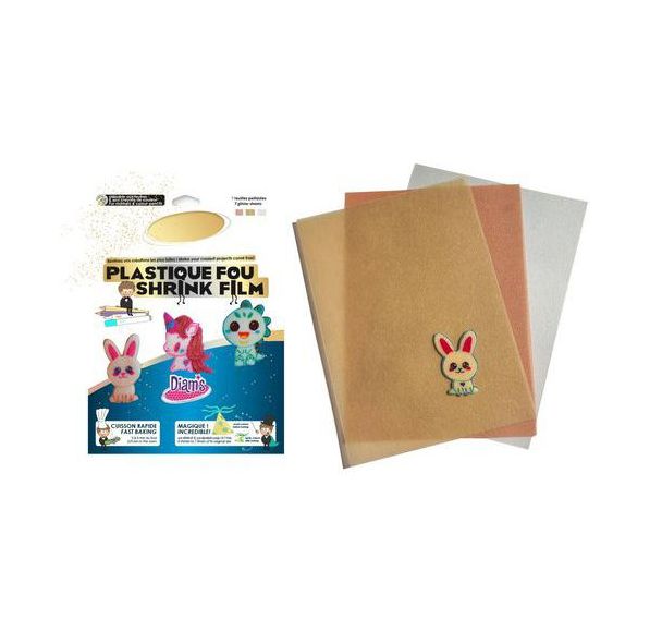 Set de 7 feuilles plastique fou pailleté A4