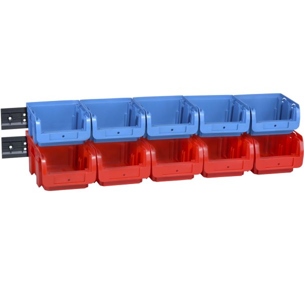 Set de 8 Jeu de 10 bacs avec 2 rails muraux ProfiPlus Set 1+2/12