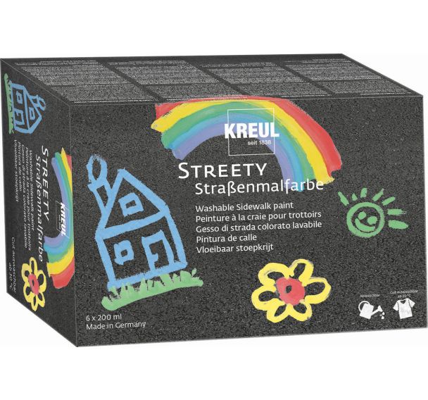 Set peinture à la craie liquide pour trottoir 6x200ml