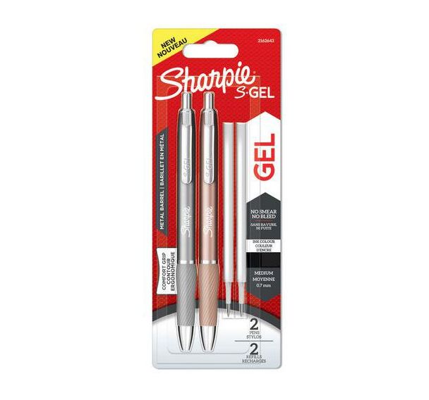 Sharpie stylo gel, pointe moyenne noire stylos et recharges