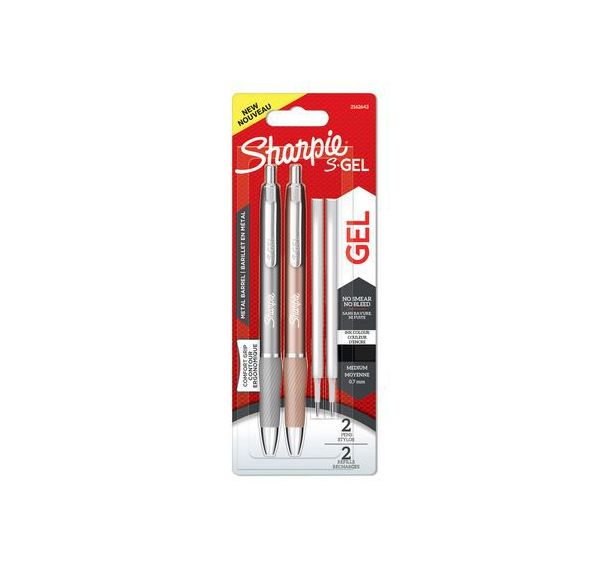 Sharpie stylo gel, pointe moyenne noire stylos et recharges