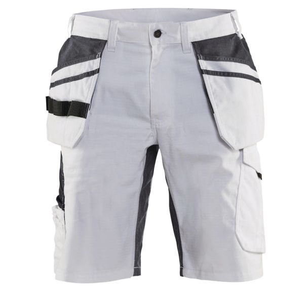 Short peintre stretch blanc/gris foncé