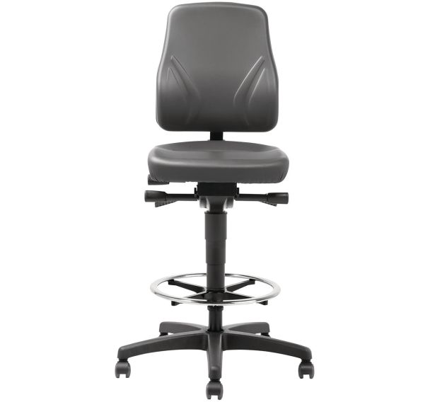 Siège d'atelier ergonomique haut, avec repose-pieds