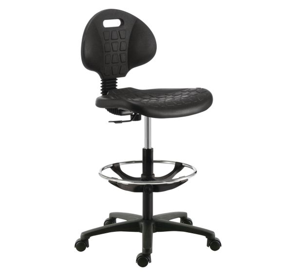 Siège d'atelier haut polyuréthane sur roulettes av repose pieds