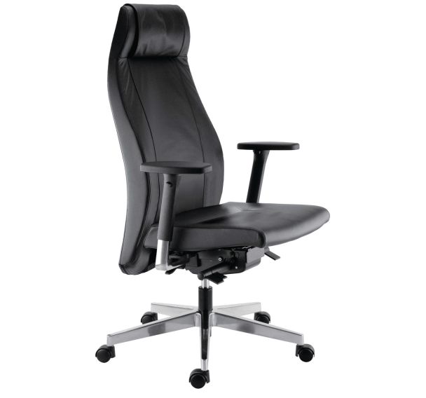 Siège de bureau ergonomique utilisation continue cuir noir