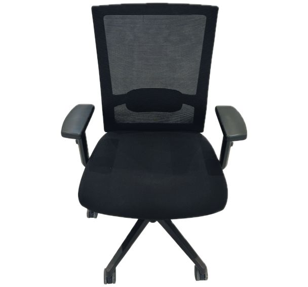 Siège de bureau reconditionné noir avec accoudoirs réglables hauteur