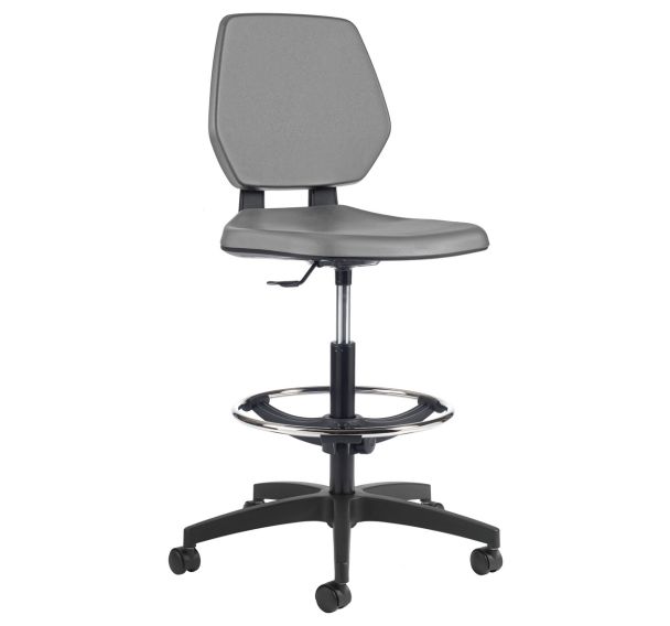 Siège haut Tyka assise et dossier polyuréthane avec repose pied su roulettes GGI