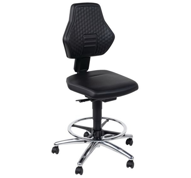 Siège haut similicuir avec roulettes autobloquantes - Manutan