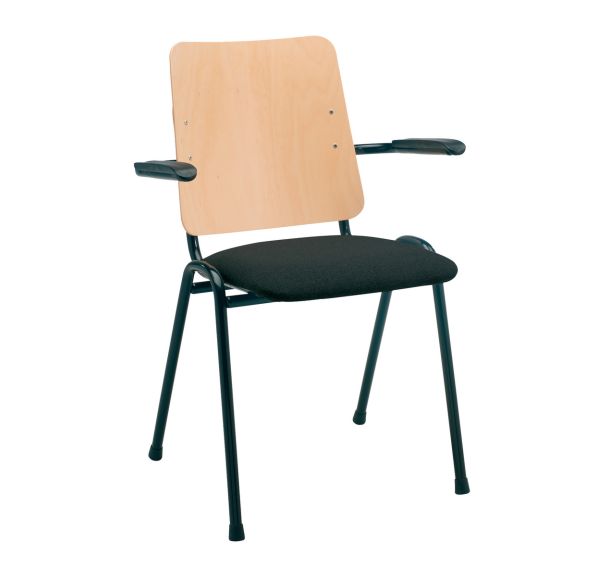 Siège tissu Timo avec accoudoirs - 4 pieds - Noir