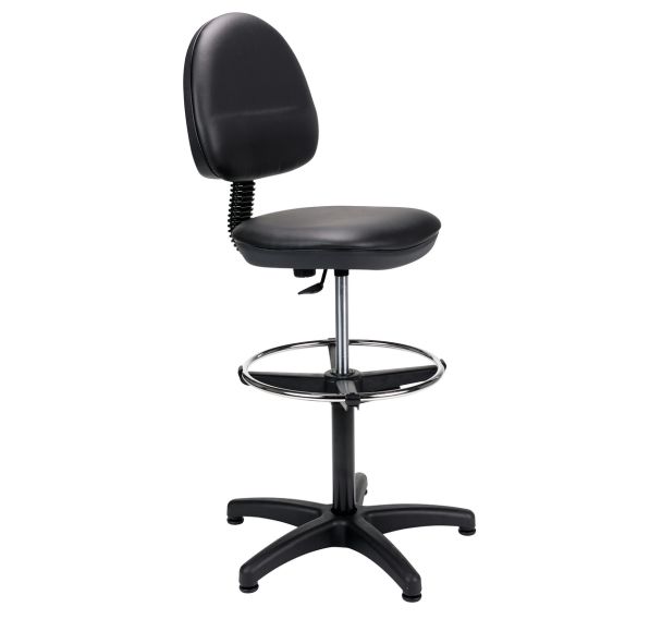 Siège vinyle Noir budget haut repose pieds assise hauteur 58 à 83 cm