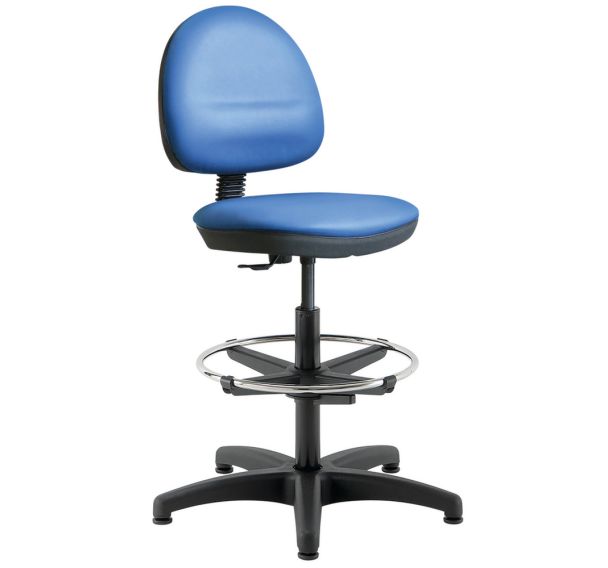 Siège vinyle bleu avec repose-pieds