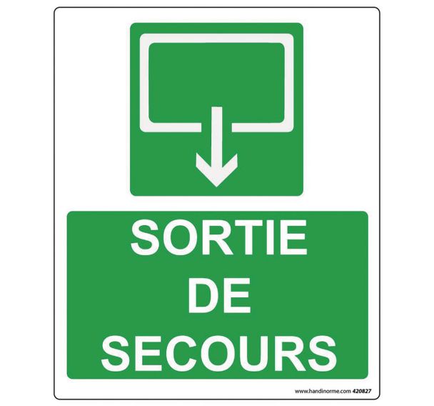 Signalétique photoluminescent sortie de secours 300x250mm Vinyle