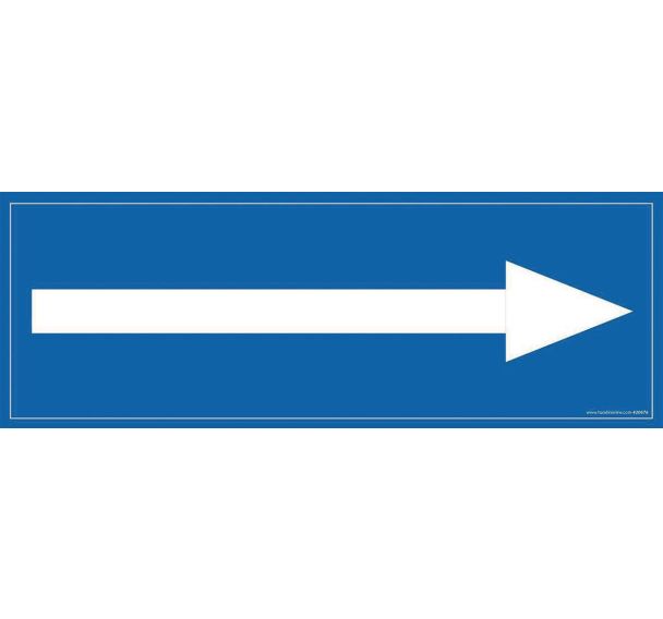 Signalisation information flèche vers la droite fond bleu 210 x 75 mm