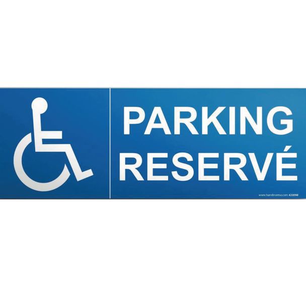Signalisation parking réservé + picto handicapé PVC 700 x 250 mm