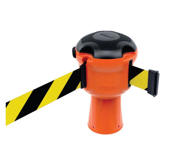 Skipper Retractable Barrier With Black/Yellow Chevron Tape