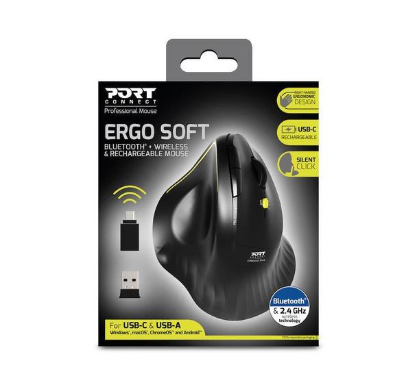 Souris Ergo Bluetooth rechargeable ERGO SOFT pour droitier