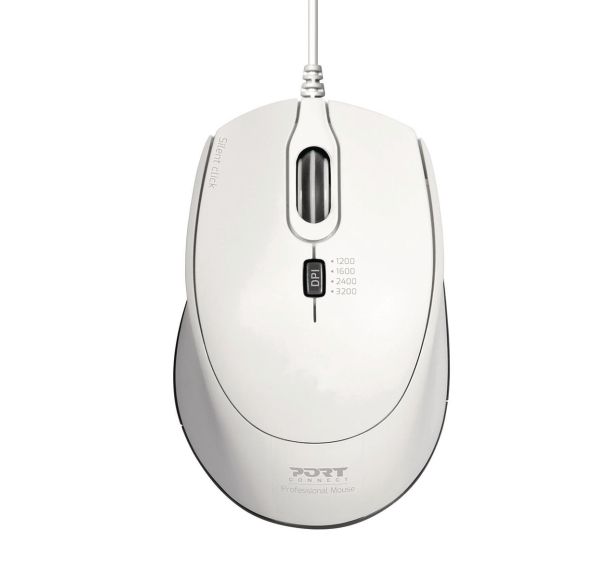 Souris Pro silencieuse filaire blanche - Port connect