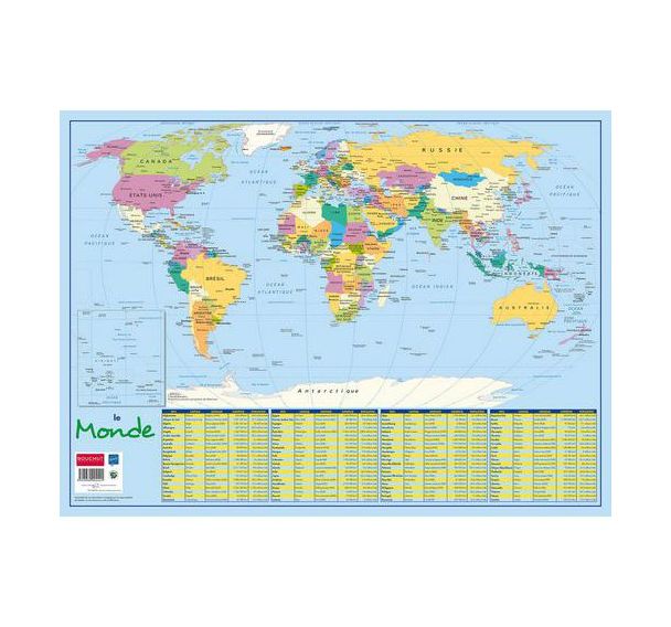 Sous-main carte du monde 40,5 x 55 cm