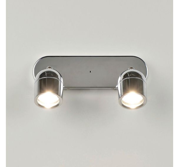 Spot 2 lumières base rectangulaire et abat-jour en métal chrome
