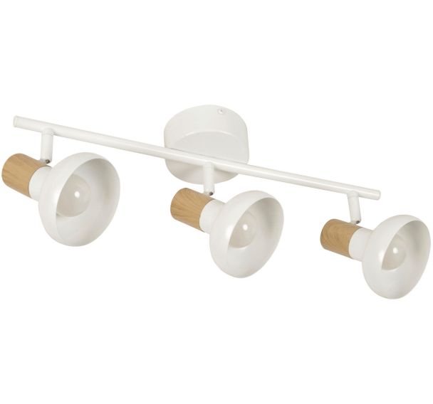 Spot 3 lumières métal effet bois Alvar blanc Corep