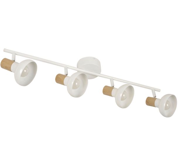Spot 4 lumières met effet bois Alvar blanc Corep