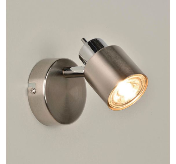 Spot base ronde 1 lumière en métal. Logan alu brossé