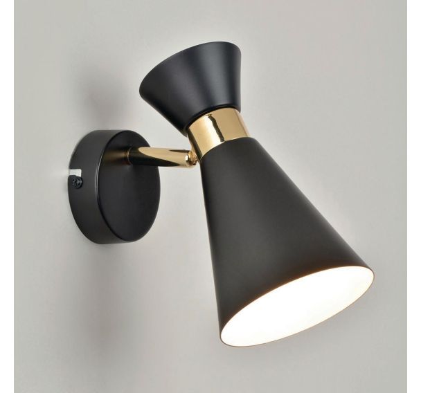 Spot base ronde 1 lumière en métal Iron noir/or
