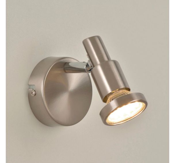 Spot base ronde 1 lumière en métal alu brossé