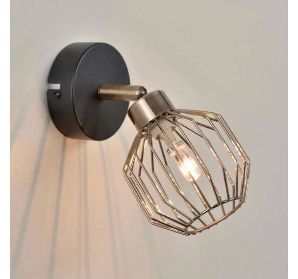 Spot base ronde 1 lumière en métal avec abat-jour en métal Orin noir