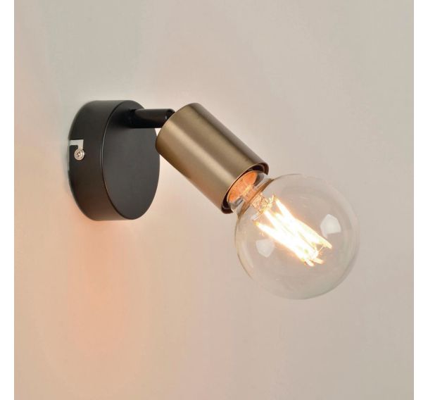 Spot base ronde 1 lumière métal Winston noir/laiton