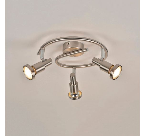 Spot base ronde 3 lumières en métal alu brossé