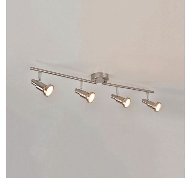 Spot base ronde 4 lumières en métal alu brossé