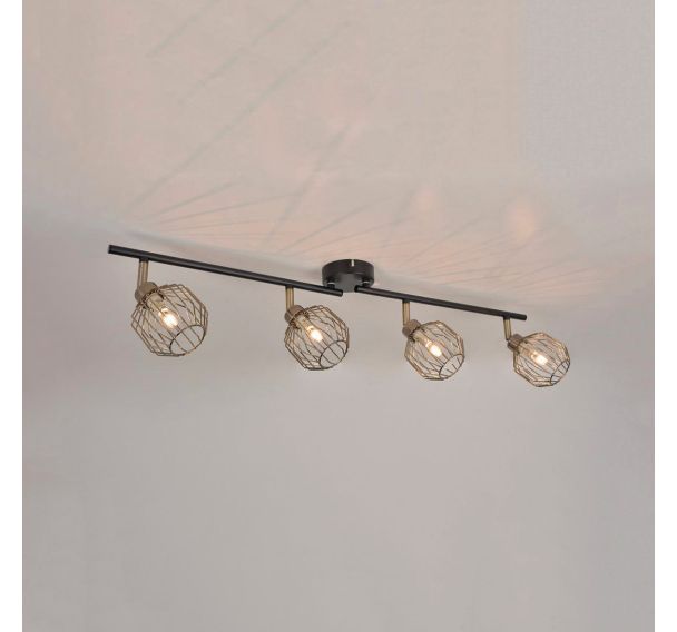 Spot base ronde 4 lumières en métal avec abat-jour en métal Orin noir
