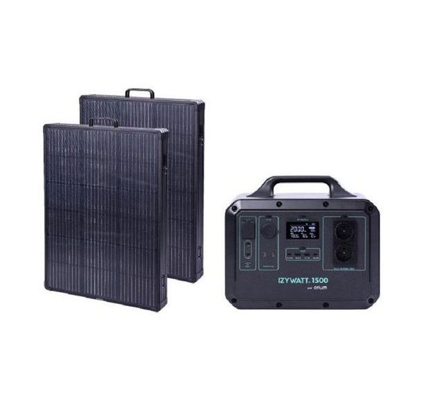 Station IZYWATT 1500 + 2 Panneaux pliants cadrés 315W