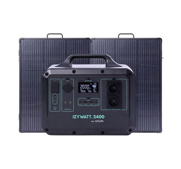 Station IZYWATT 2400 + 2 Panneaux pliants cadrés 315W