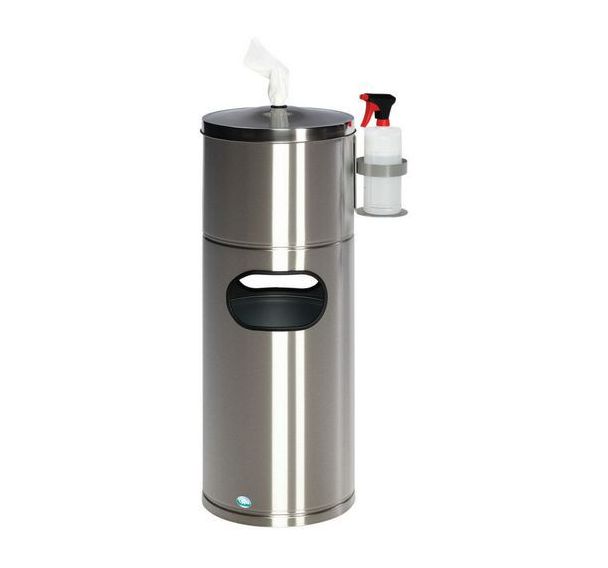 Station de désinfection pour papiers avec porte-bouteille