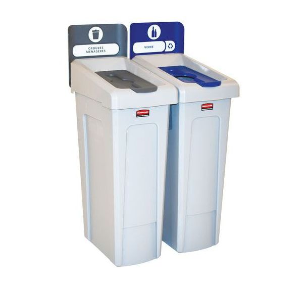 Station de recyclage Slim Jim 174L - Rubbermaid - Etiquette FR