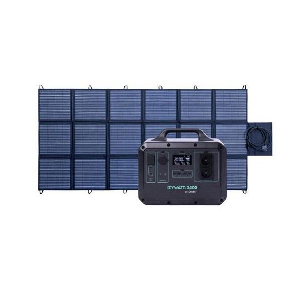 Station portative IZYWATT 2400 + Panneau solaire pliant 400W