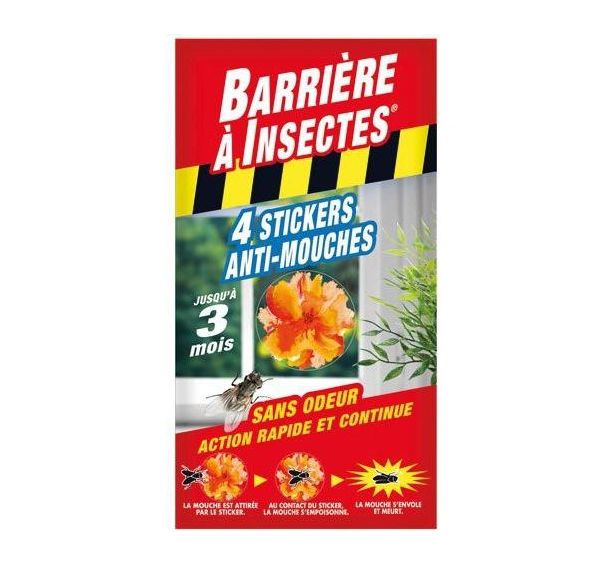 Sticker anti mouches pour vitre - Boîte de 4