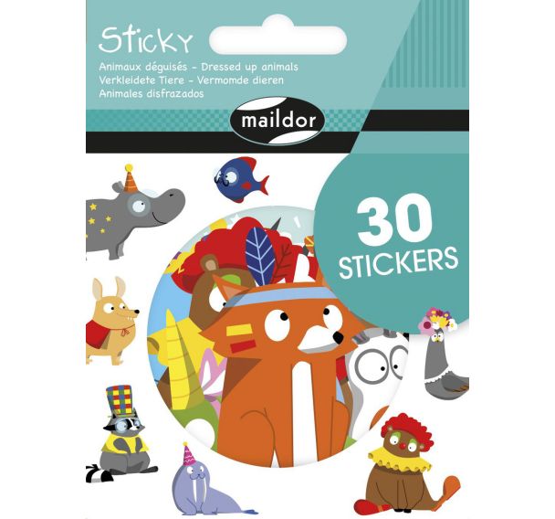 Sticky, Animaux déguisés, 30 gommettes