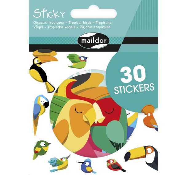 Sticky, Oiseaux tropicaux, 30 gommettes