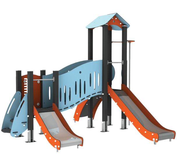 Structure 2 tourelles mât pompier alu/polyester HPL - Manutan Expert