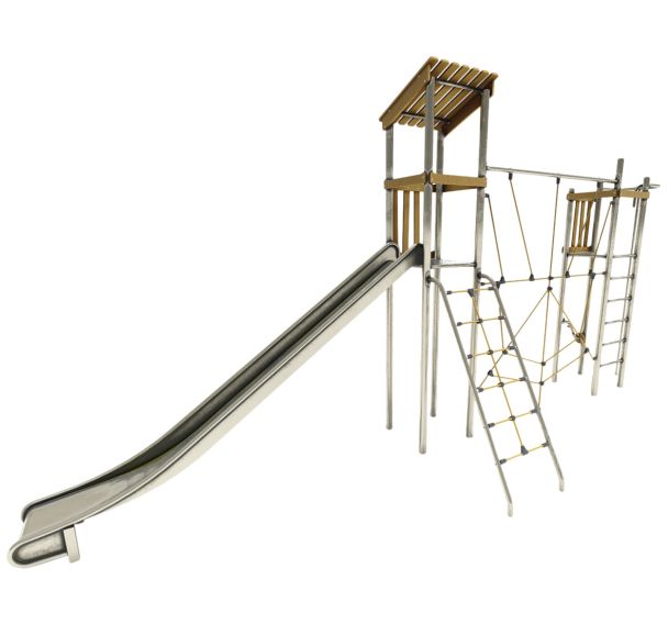 Structure LOREE 2 tours filet incliné inox/robinier