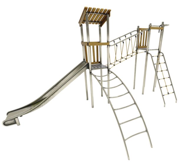 Structure LOREE 2 tours pont de corde inox/robinier