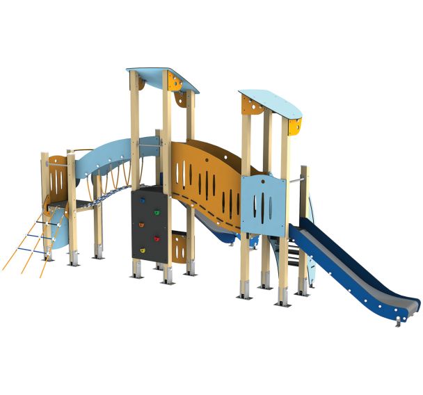 Structure aventure 3 tourelles alu/polyester HPL - Manutan Expert