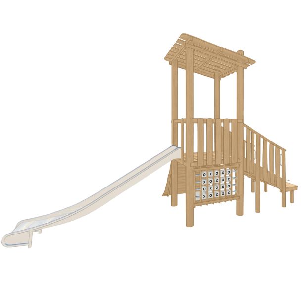 Structure robinier 1 tour toboggan mur d'escalade scellement direct