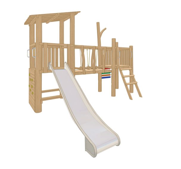 Structure robinier 2 tours zones de grimpe 1 toboggan scellement direct
