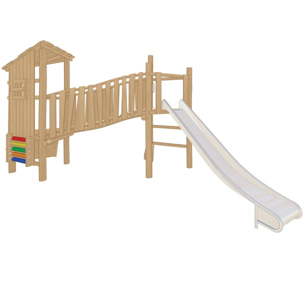 Structure robinier 2 tours zones de grimpe toboggan scellement direct