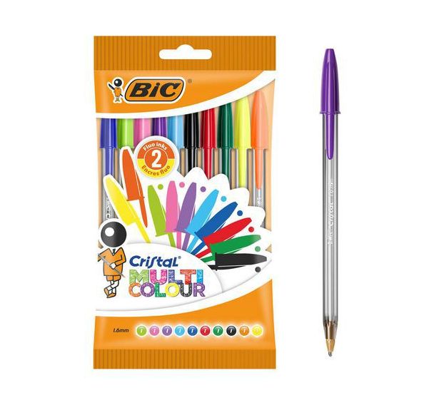 Stylo-Bille Cristal Multicolour pointe large assortis - BIC